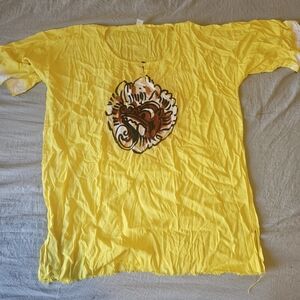 Bali Yellow Graphic Polo Shirt with Brown Accent